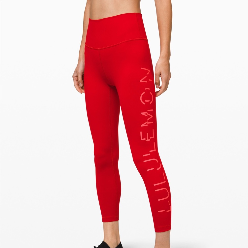 Red lululemon wunder under high rise tight 25”